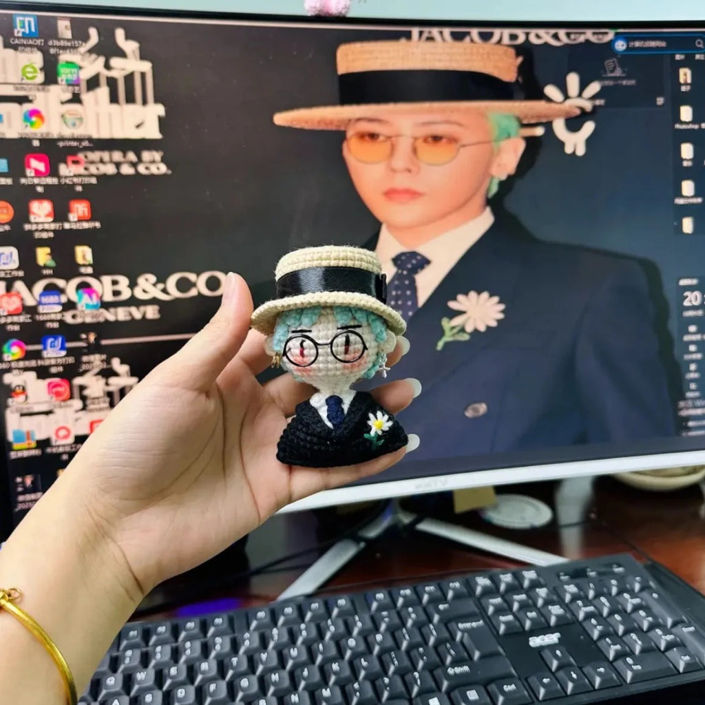 Giftwowo 1PC Handmade Crochet Yarn Doll Keychain, Figurine, Headband, Car Charm, Hair Accessory