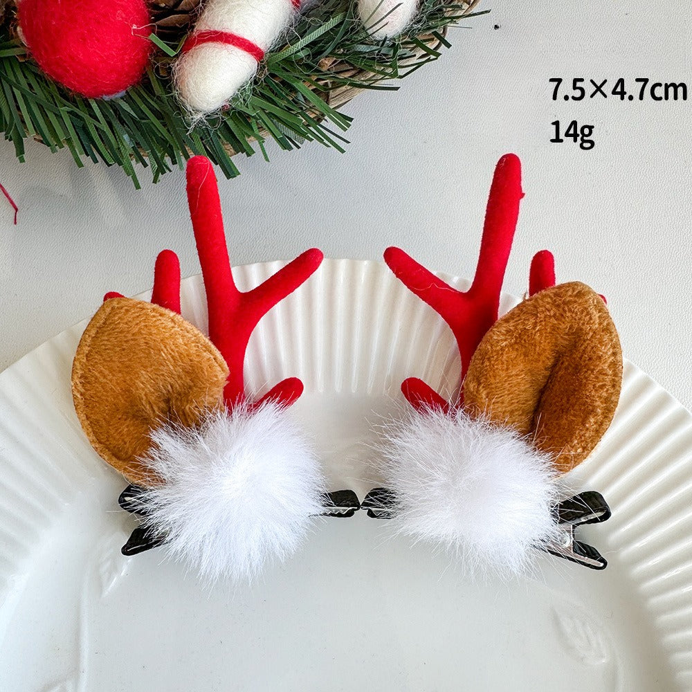 Giftwowo 1PC Cute Christmas Reindeer Antler Hair Clip – Cartoon Faux Deer Antlers for Kids, Magical and Sweet Christmas Headpiece