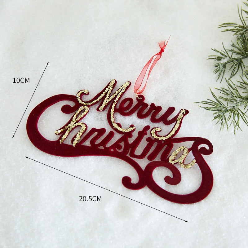 Giftwowo 1PC Wine Red Velvet Christmas Tree Pendant Xmas Tree Holiday Decor Garland Bow Pendant Christmas Festival Gift