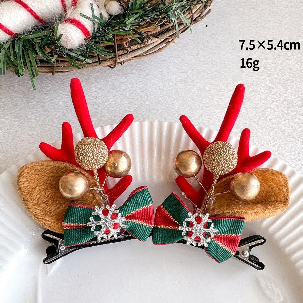 Giftwowo 1PC Cute Christmas Reindeer Antler Hair Clip – Cartoon Faux Deer Antlers for Kids, Magical and Sweet Christmas Headpiece