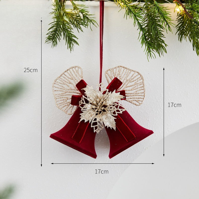 Giftwowo 1PC Christmas Ball Velet Red Bell Hanging Ornaments Xmas Tree Christmas Decorations for Home New Year Party Gift