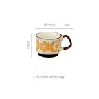 Giftwowo 1PC Retro INS Ceramic Drip Coffee Mug – Stackable Printed Creative Couples Mug, Breakfast & Milk Cup