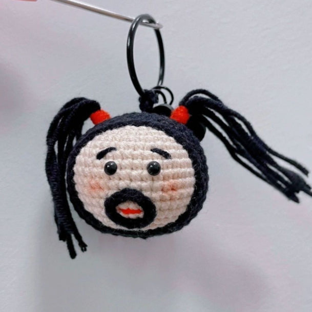 Giftwowo Pom-Pom Yarn Crochet Doll, Handmade Cute and Unique Accessory, DIY Adorable Ornament