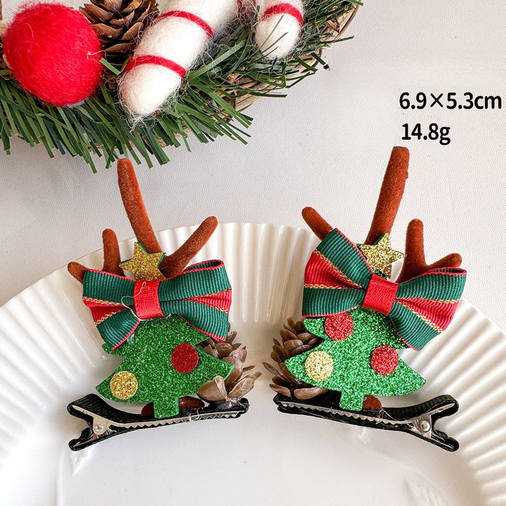 Giftwowo 1PC Cute Christmas Reindeer Antler Hair Clip – Cartoon Faux Deer Antlers for Kids, Magical and Sweet Christmas Headpiece