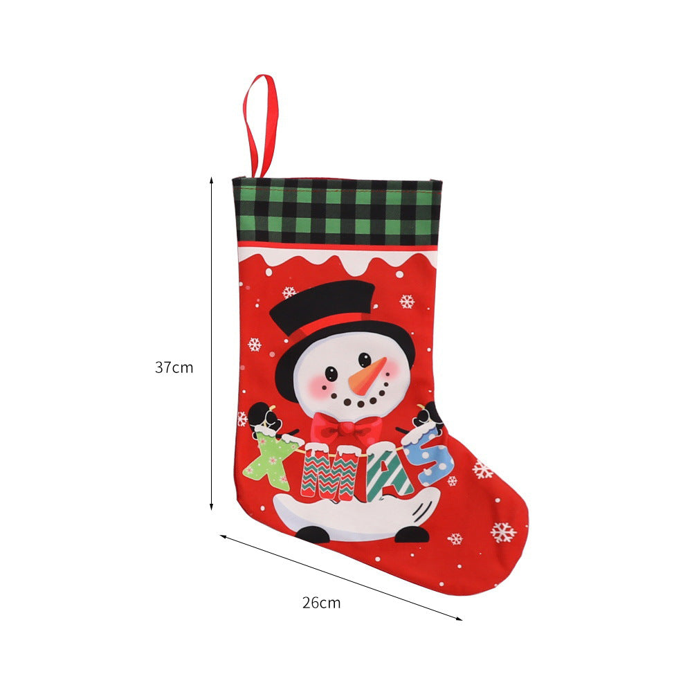 Giftwowo 1PC Cloth Christmas Stockings Multicolor Large Capacity Xmas Decorations Bag Durable DIY Red Fireplace Hanging