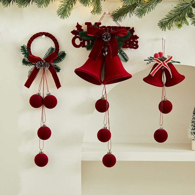 Giftwowo 1PC Christmas Ball Velet Red Bell Hanging Ornaments Xmas Tree Christmas Decorations for Home New Year Party Gift