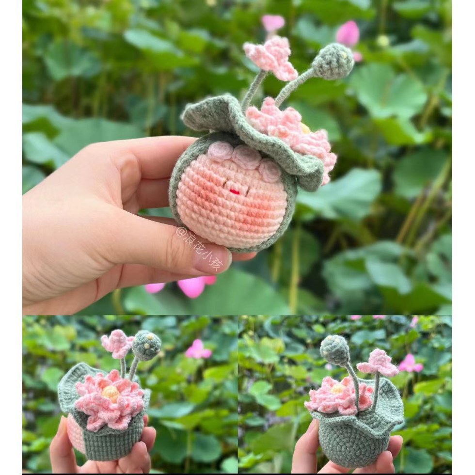 Giftwowo Handmade Yarn Flower Bouquet Dumpling Decoration – Finished DIY Crochet Gift for Teachers, Holiday Gift Idea