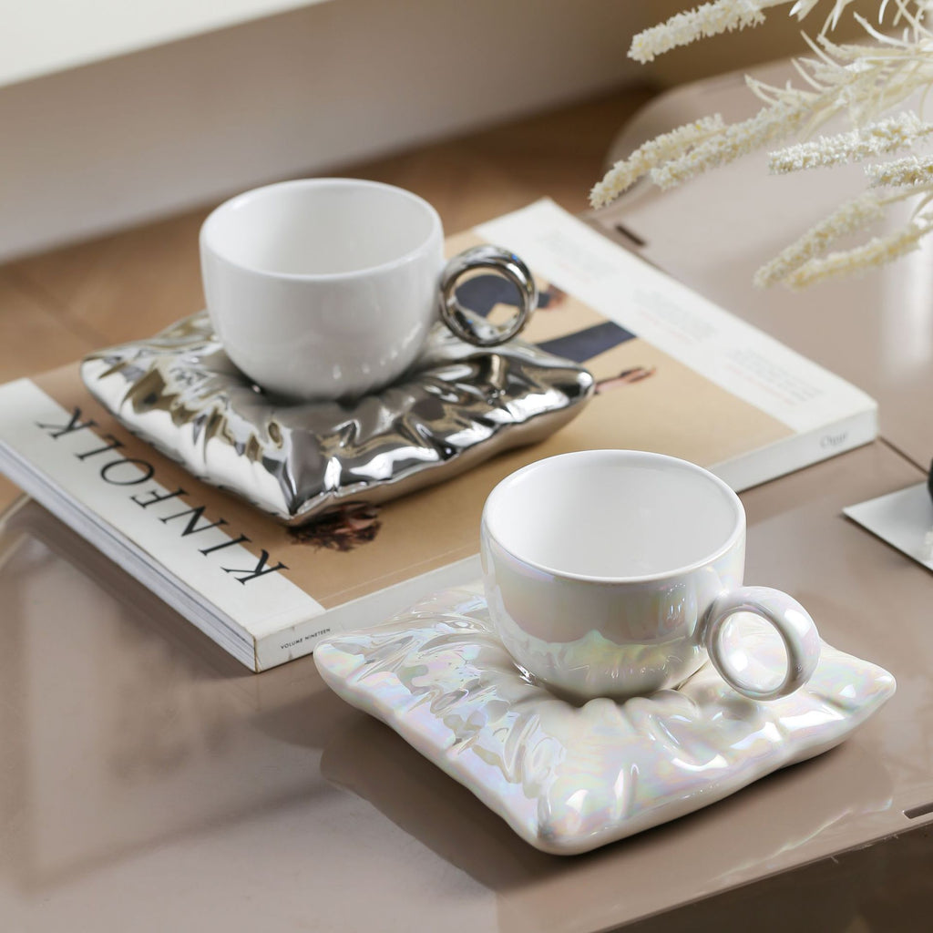 Giftwowo 1PC Niche Creative High-Design Pillow & Chubby Coffee Cup with Saucer Gift Set – Perfect for Birthday Gifts