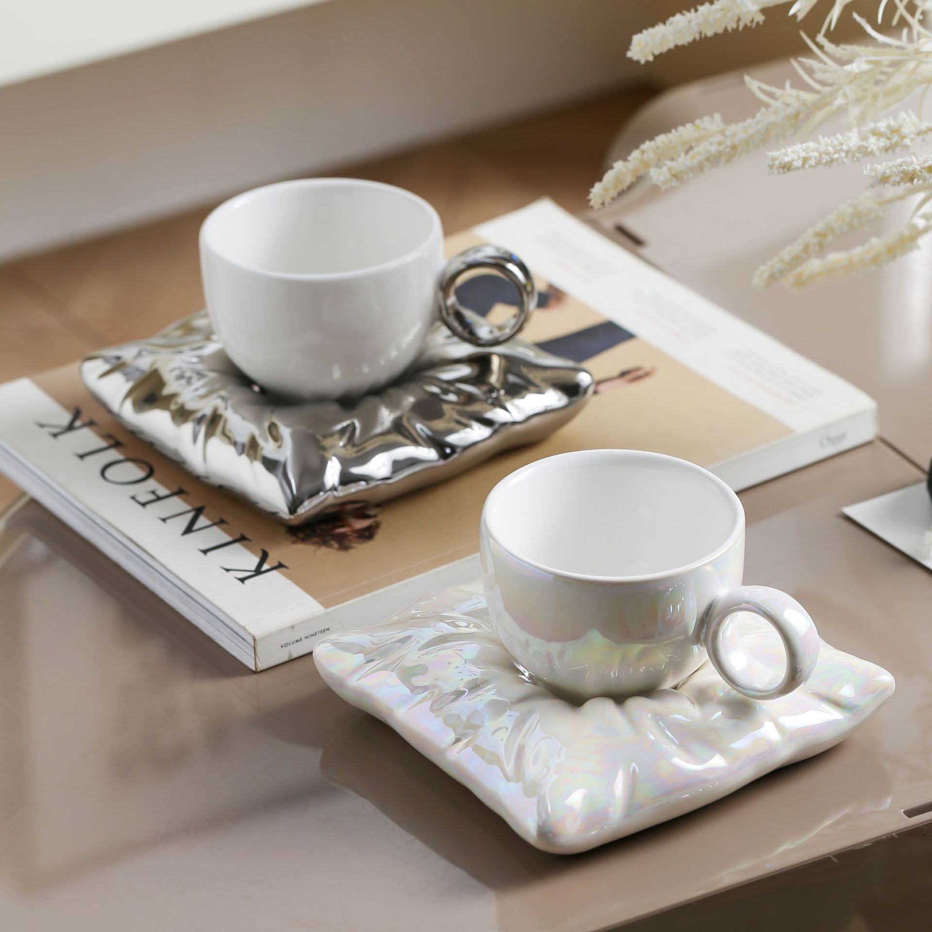Giftwowo 1PC Niche Creative High-Design Pillow & Chubby Coffee Cup with Saucer Gift Set – Perfect for Birthday Gifts