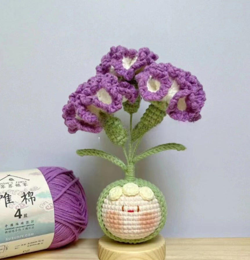 Giftwowo Finished Knitted Crochet Flower Pom-Pom Ornament, Handmade Unique Gift for Valentine's Day and Teacher's Day