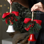 Giftwowo 1PC Christmas Bell Bow Ornament – Festive Christmas Decoration, Pinecone & Bell, Atmosphere Gift