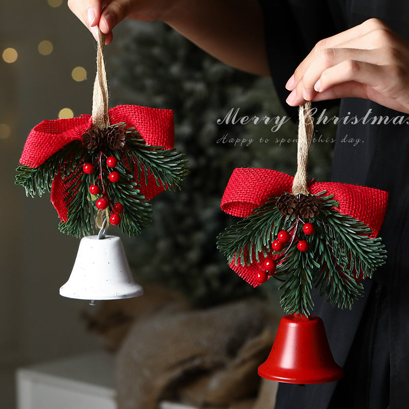 Giftwowo 1PC Christmas Bell Bow Ornament – Festive Christmas Decoration, Pinecone & Bell, Atmosphere Gift