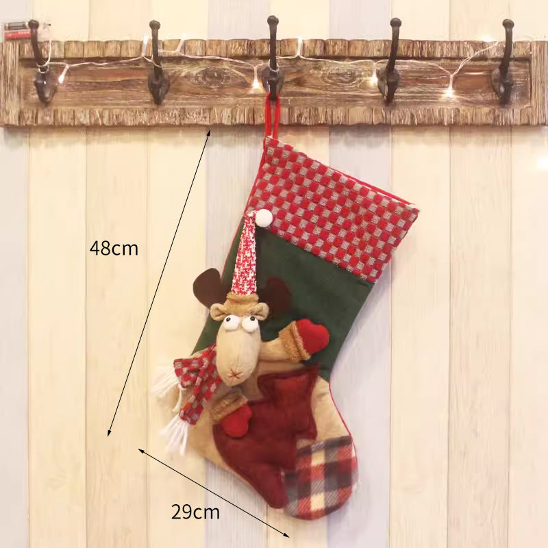 1PC Christmax Stocking Large Plush Socks Gift Socks Candy Socks Christmas Eve Bag Xmas Decorations