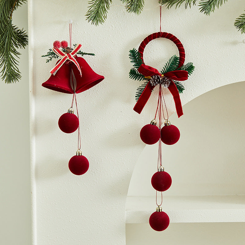 Giftwowo 1PC Christmas Ball Velet Red Bell Hanging Ornaments Xmas Tree Christmas Decorations for Home New Year Party Gift
