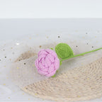 Giftwowo 1PC Finished Knitting Crochet, Rose Flowers Wedding Bridal Artificial Flowers Valentine's Day Gift Birthday Party Home Table Decor