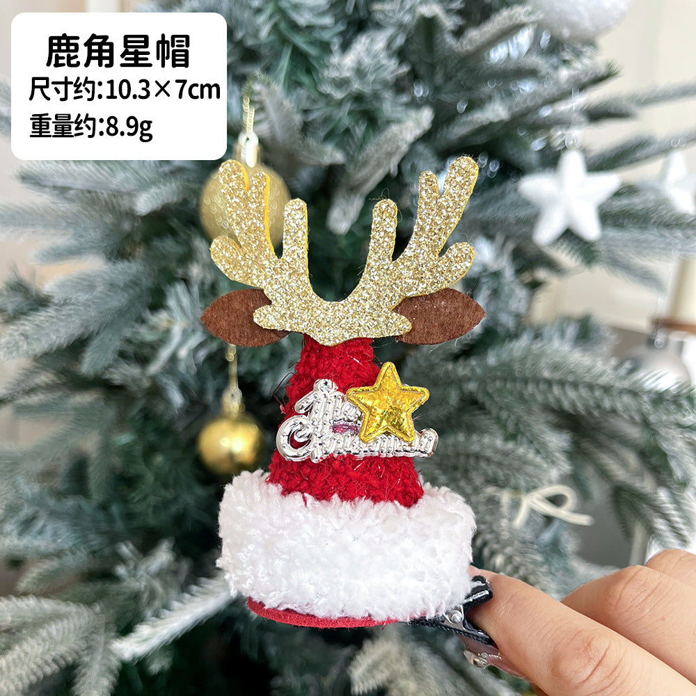 Giftwowo 1PC Cute Christmas Reindeer Antler Hair Clip – Cartoon Faux Deer Antlers for Kids, Magical and Sweet Christmas Headpiece