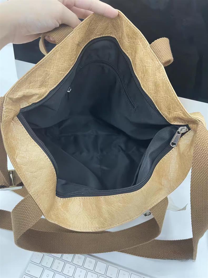 Giftwowo 1PC Custom Paper Bag – Washable Kraft Paper Tote, Crossbody & Shoulder Bag, Logo & Pattern Printing Available