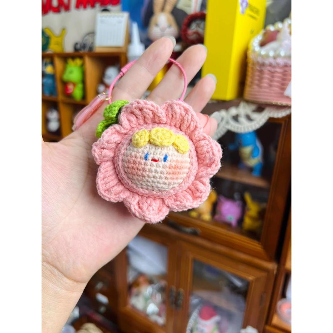 Giftwowo Handmade Yarn Crochet Pom-Pom Collection, 3D Bag Pendant & Keychain, Trendy Doll Accessories