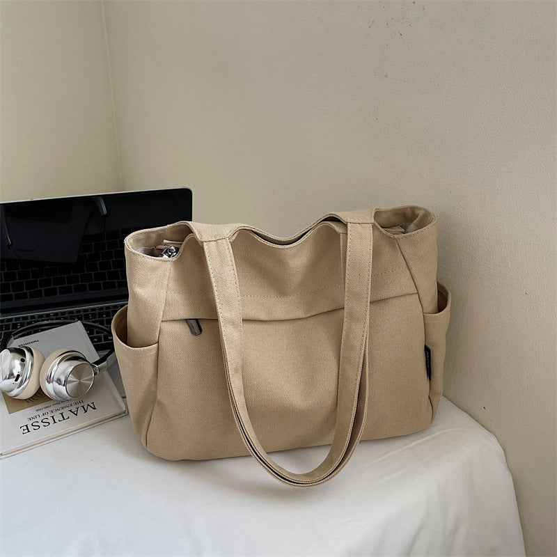 Giftwowo 1PC Canvas Bag for Women, Versatile Casual Tote Bag, Large Capacity Commuter Shoulder Handbag for Students, Classroom Tote