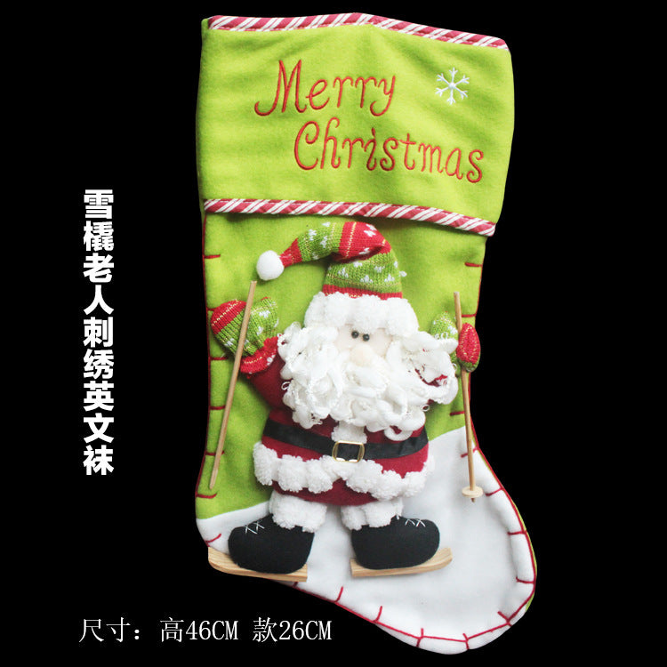 1PC Christmax Stocking Large Plush Socks Gift Socks Candy Socks Christmas Eve Bag Xmas Decorations