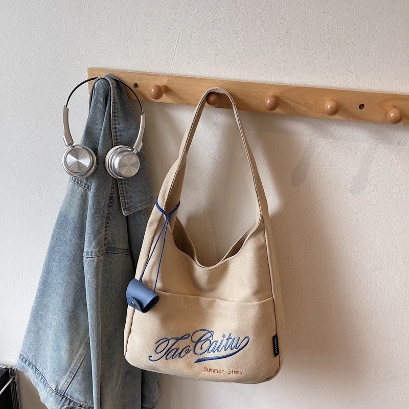 Giftwowo 1PC Red Girls Shoulder Bag Casual Canvas Tote Bag Wommen Shopping Bag Large Capacity College Style