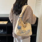 Giftwowo 1PC Red Girls Shoulder Bag Casual Canvas Tote Bag Wommen Shopping Bag Large Capacity College Style