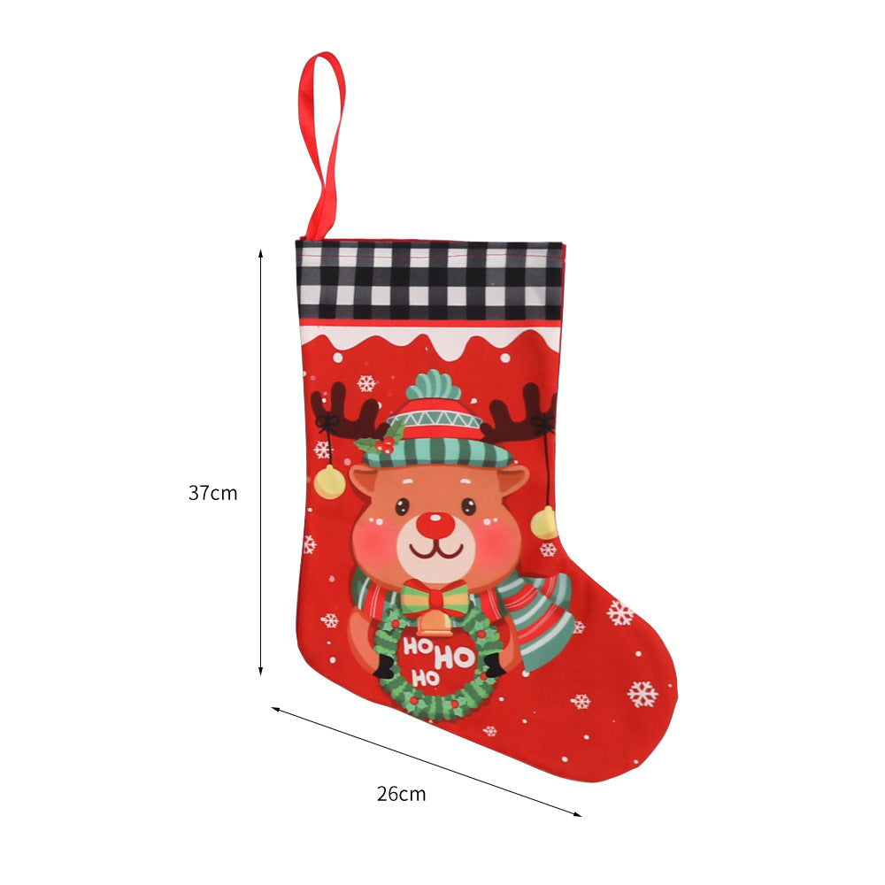 Giftwowo 1PC Cloth Christmas Stockings Multicolor Large Capacity Xmas Decorations Bag Durable DIY Red Fireplace Hanging