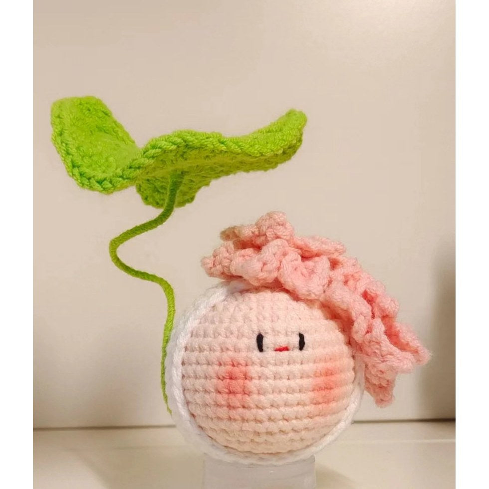 Giftwowo Handmade Yarn Flower Bouquet Dumpling Decoration – Finished DIY Crochet Gift for Teachers, Holiday Gift Idea