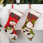1PC Christmax Stocking Large Plush Socks Gift Socks Candy Socks Christmas Eve Bag Xmas Decorations