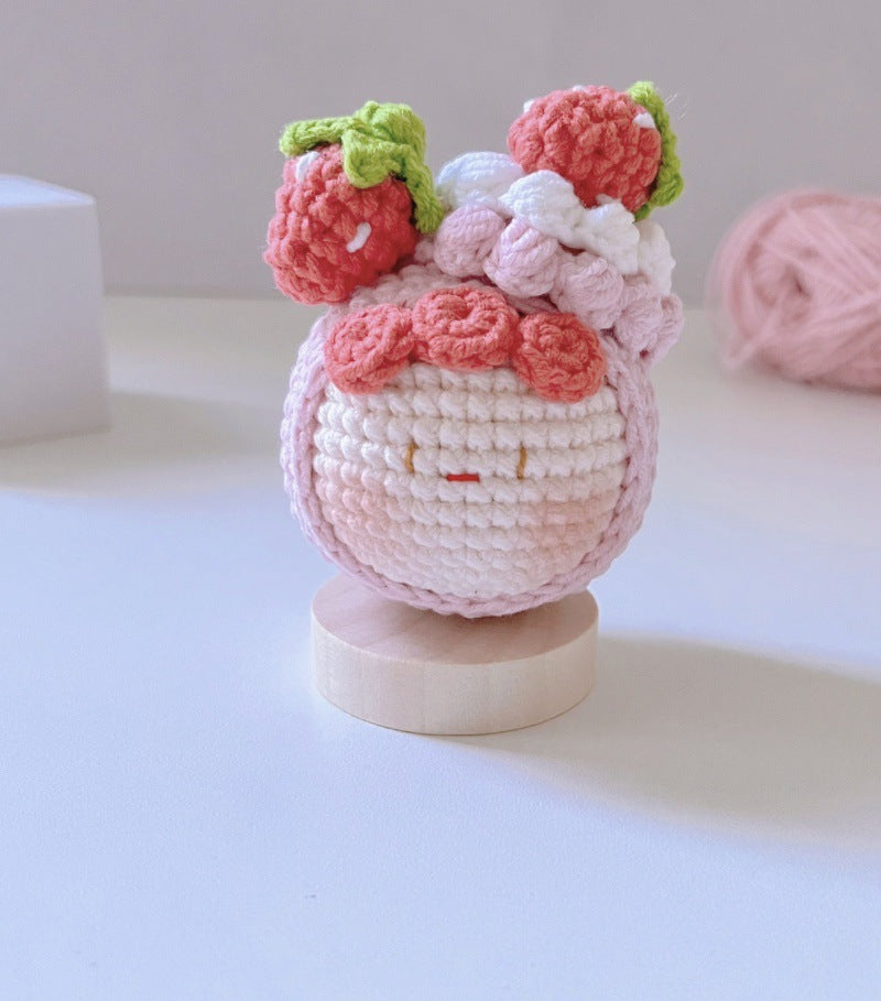 Giftwowo Handmade Yarn Crochet Pom-Pom Doll, Finished Soft and Cute DIY Keychain, Personalized Accessories, Adorable Plush Figurine