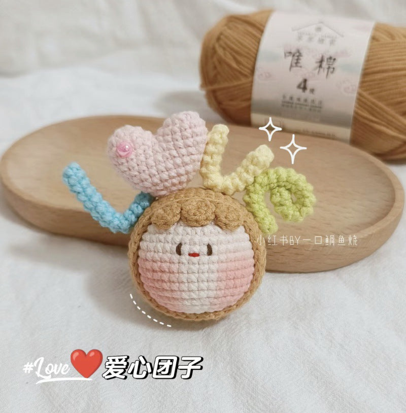 Giftwowo Handmade Yarn Crochet Pom-Pom Doll, Finished Soft and Cute DIY Keychain, Personalized Accessories, Adorable Plush Figurine