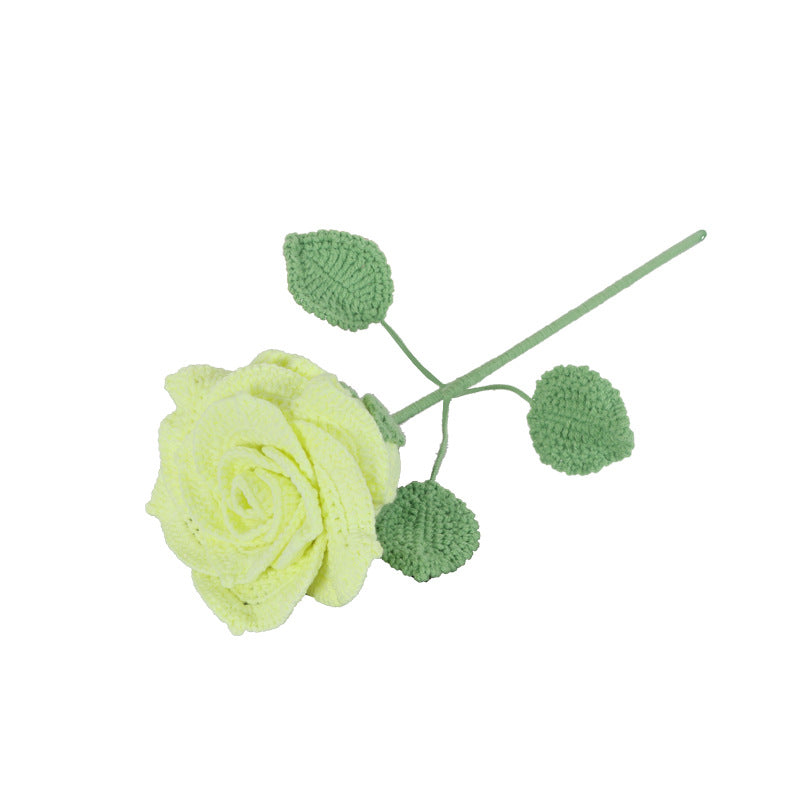 Giftwowo Handmade Yarn Rose Flower – Realistic Crochet Yarn Flowers, Perfect Valentine's Day Gift, Thai Rose Style for Lovers, DIY Knitted Floral Decoration