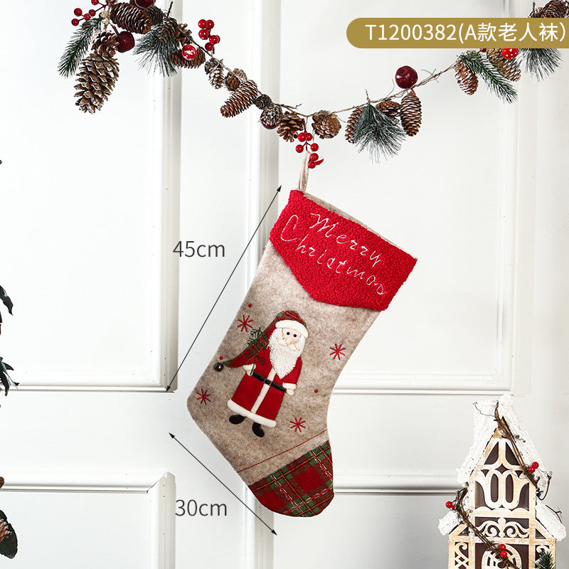 1PC Christmax Stocking Large Plush Socks Gift Socks Candy Socks Christmas Eve Bag Xmas Decorations