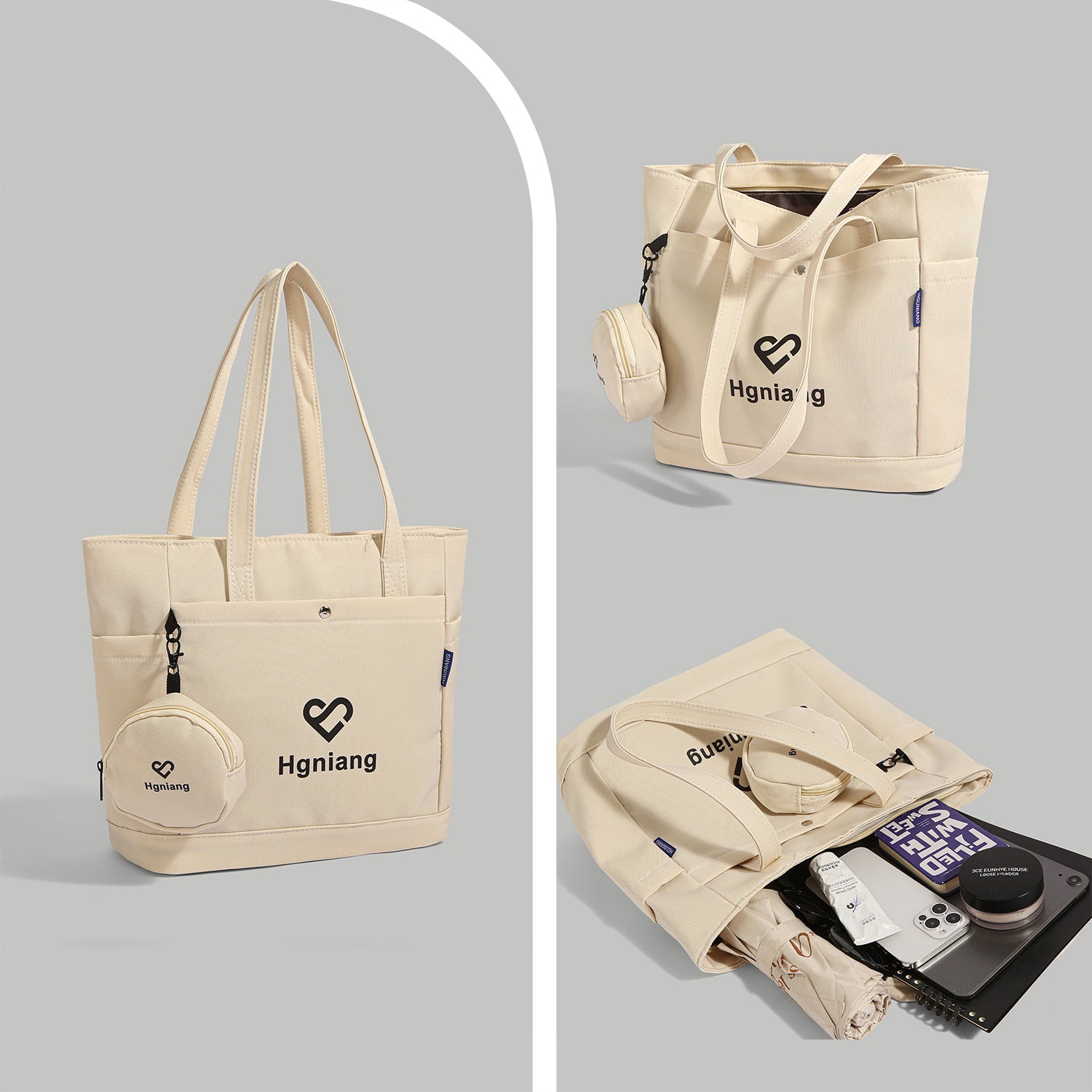 Giftwowo 1PC Canvas Bag for Women – Large Capacity Tote, Work & Commuting Shoulder Bag, Student Class Handbag