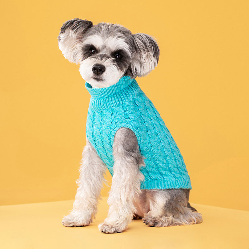 Giftwowo New Fashion Candy Color Sweater for Dogs, Cozy Solid Color Cable Knit Pullover, Cute Pet Warm Clothing