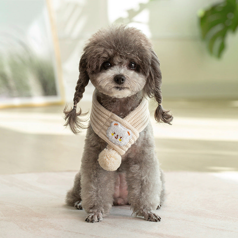 Giftwowo Pet Cat Winter Knitted Scarf, Festive And Warm Neck Scarf For Chinese New Year, Dog Birthday Accessories