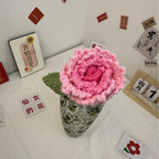 Giftwowo 1PC Hibiscus Handcrafted Yarn Flowers – Ready-to-Display Crochet Bouquet, DIY Handmade Mother's Day Gift