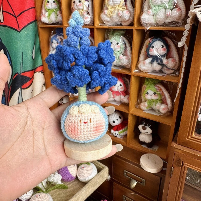 Giftwowo Knitted Flower Bouquet Pom-Pom Ornament, Handmade Yarn Crochet Doll, Cute and Unique Gift
