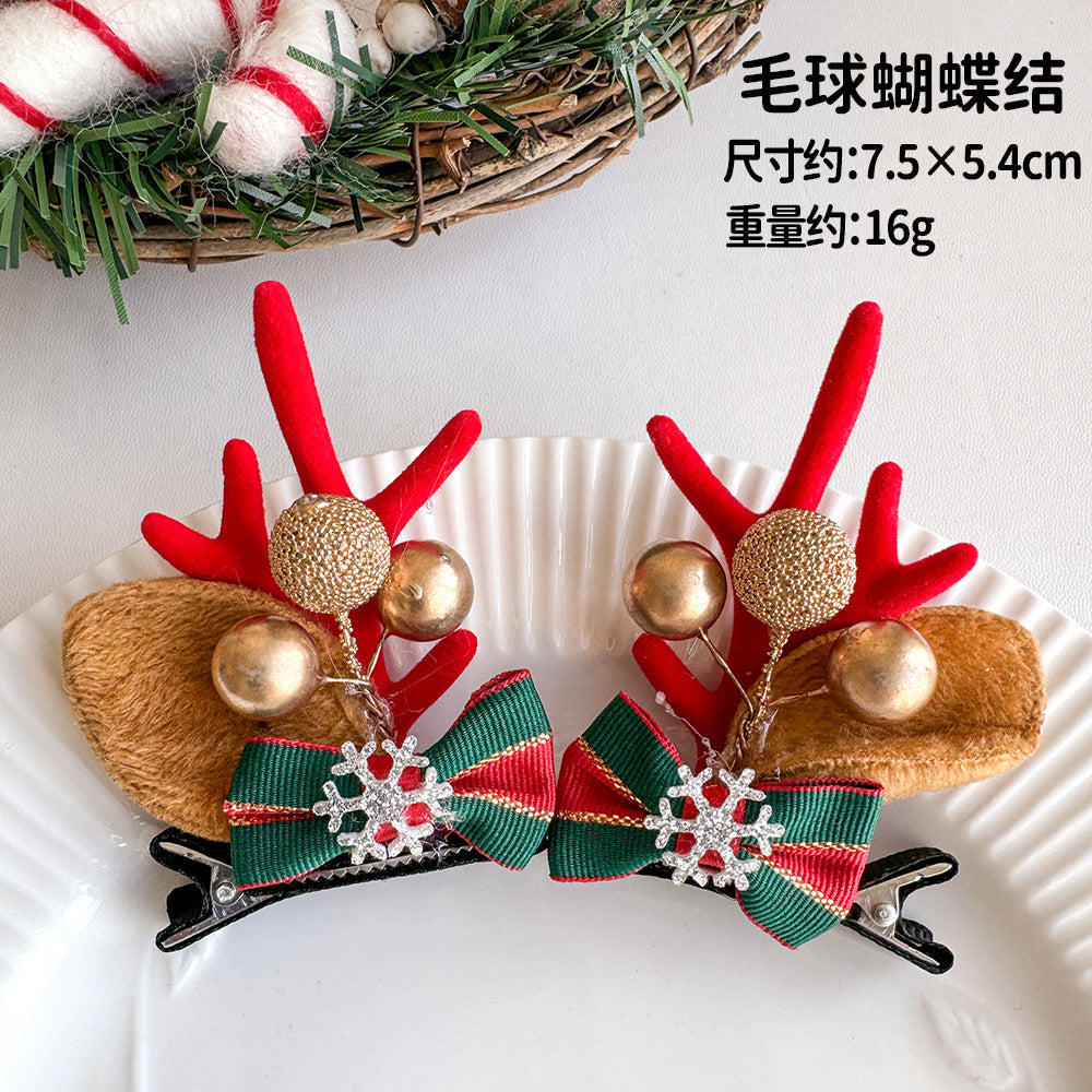 Giftwowo 1PC Cute Christmas Reindeer Antler Hair Clip – Cartoon Faux Deer Antlers for Kids, Magical and Sweet Christmas Headpiece