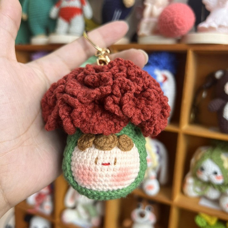 Giftwowo Knitted Flower Bouquet Pom-Pom Ornament, Handmade Yarn Crochet Doll, Cute and Unique Gift