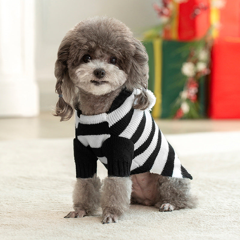 Giftwowo New Pet Clothing, Multi-Color Knitted Dog Sweater, Warm Two-Legged Casual Outfit for Fall & Winter