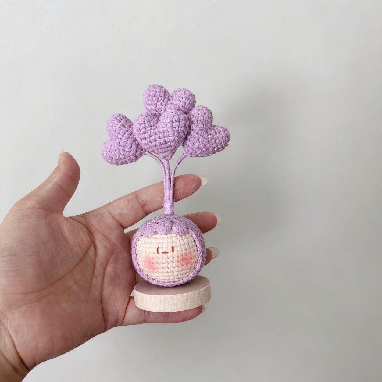 Giftwowo Finished Knitted Crochet Flower Pom-Pom Ornament, Handmade Unique Gift for Valentine's Day and Teacher's Day