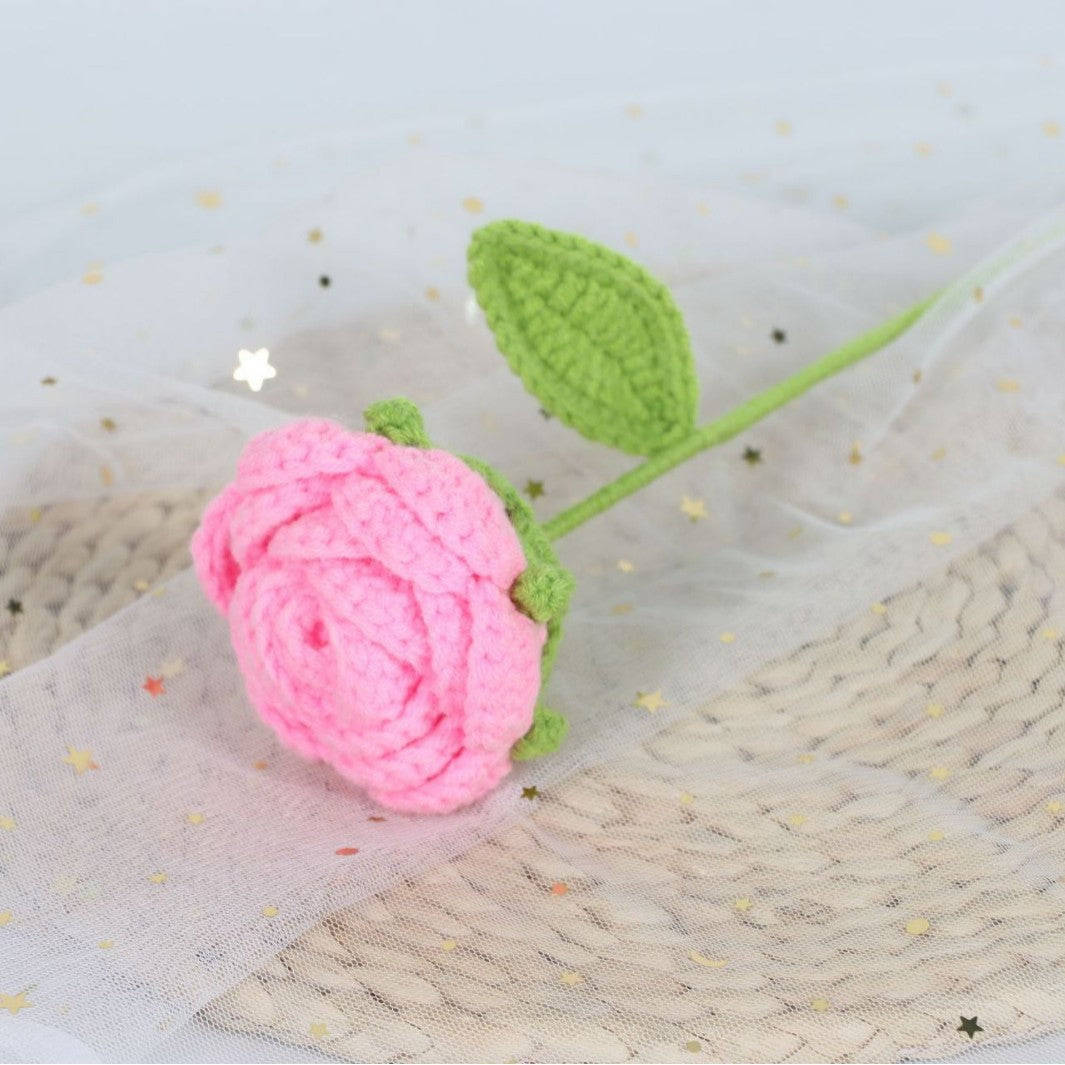 Giftwowo Handmade Yarn Rose Bouquet - Knitted Yarn Flowers for Mother's Day, Handcrafted Flower Bouquet, Crochet Yarn Roses