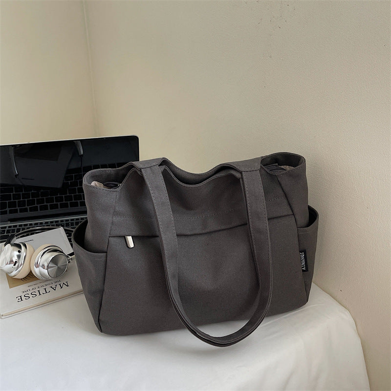 Giftwowo 1PC Canvas Bag for Women, Versatile Casual Tote Bag, Large Capacity Commuter Shoulder Handbag for Students, Classroom Tote