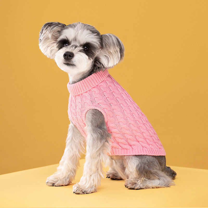 Giftwowo Pet Sweater for Fall & Winter, New Fashion Candy Color Pullover, Cute Solid Color Cable Knit, Warm Dog Clothing
