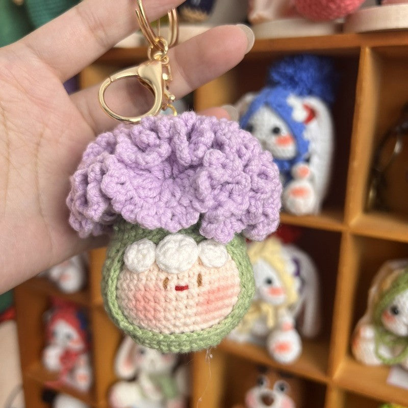 Giftwowo Knitted Flower Bouquet Pom-Pom Ornament, Handmade Yarn Crochet Doll, Cute and Unique Gift