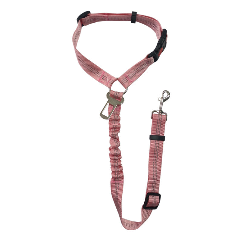 Giftwowo Car Safety Pet Leash – Elastic Retractable with Double-Sided Reflective Straps for Teddy & Pomeranian Dogs