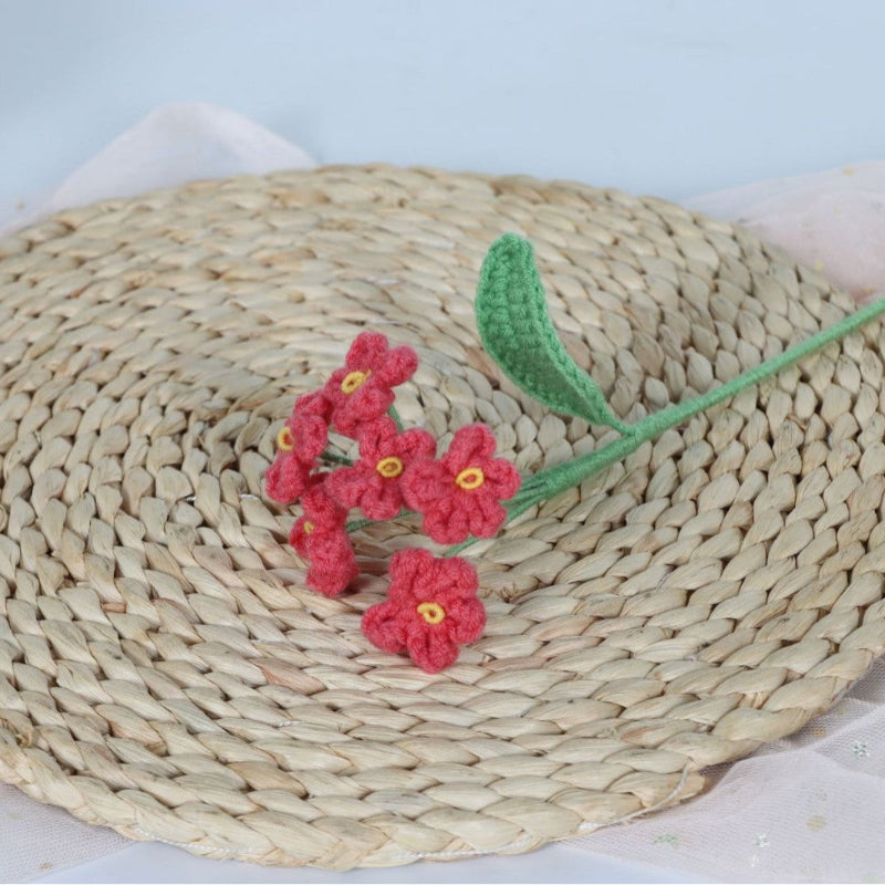 Giftwowo 1PC Forget-Me-Not Yarn Flowers – Handmade Crochet Faux Flowers, Perfect for Valentine's Day & Birthday Gifts