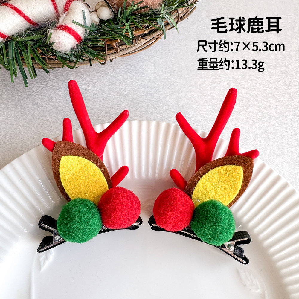 Giftwowo 1PC Cute Christmas Reindeer Antler Hair Clip – Cartoon Faux Deer Antlers for Kids, Magical and Sweet Christmas Headpiece