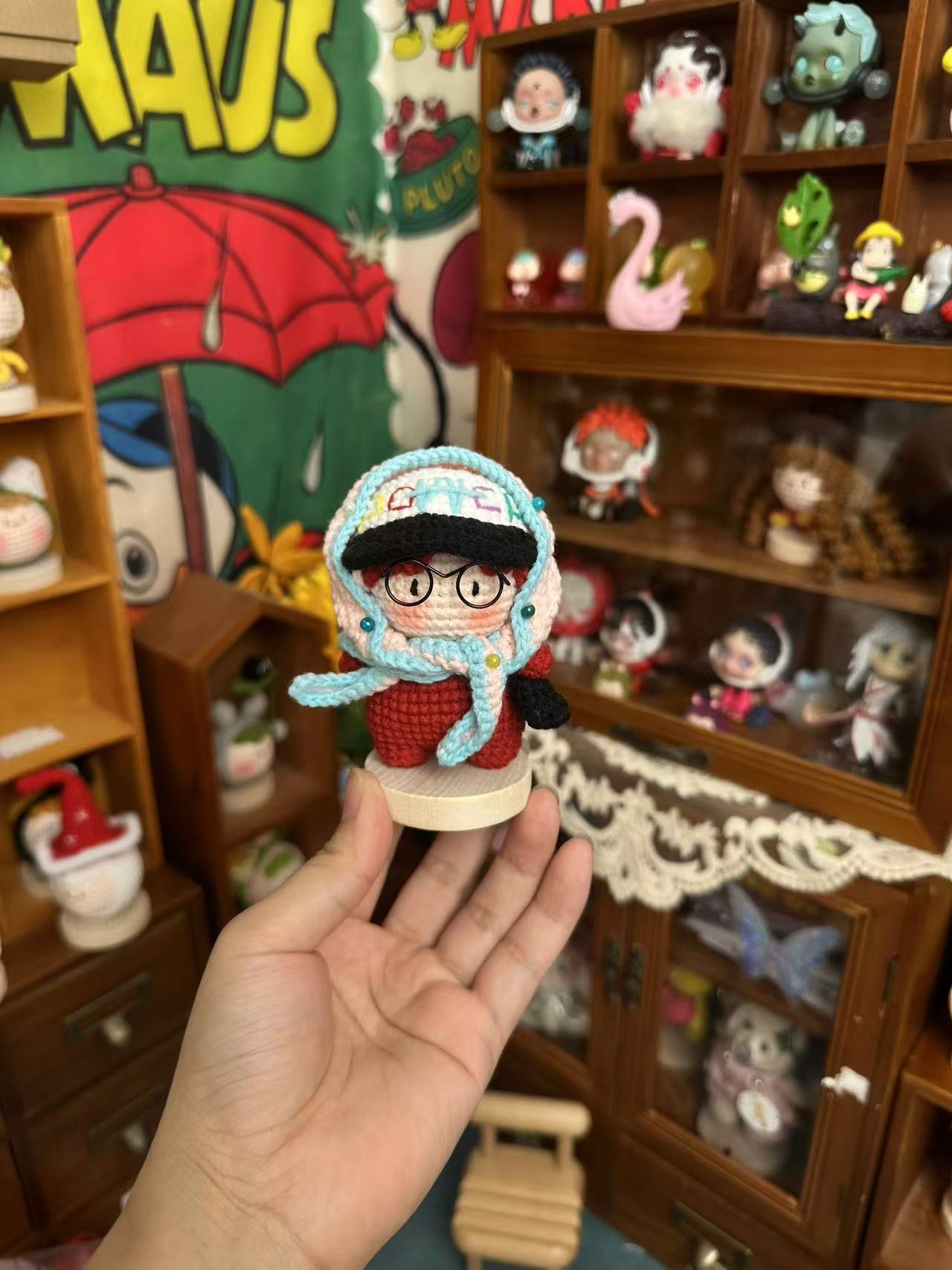 Giftwowo 1PC Handmade Crochet Yarn Doll Keychain, Figurine, Headband, Car Charm, Hair Accessory